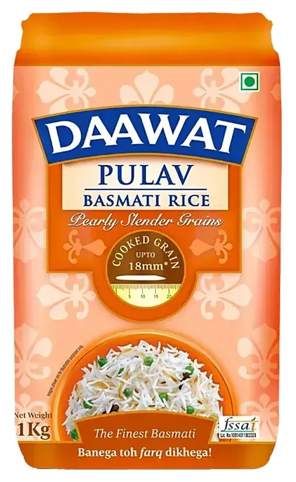 Daawat Pulav Basmati Rice Pouch, 1 kg