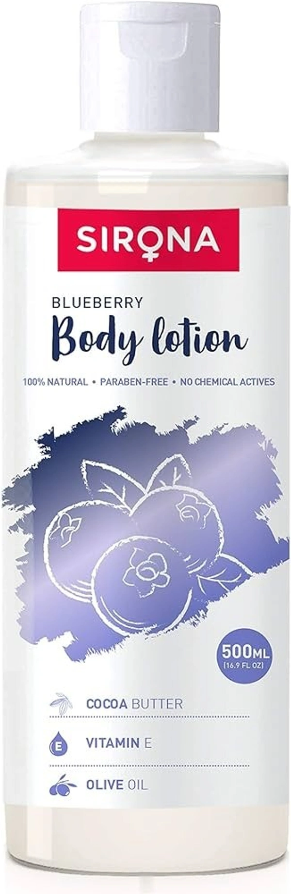 Sirona Natural Blueberry Body Lotion with Cocoa Butter, 500ml