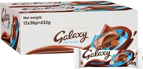 Galaxy Milk Chocolate Fruit& Nut Box (36g X 12 pcs), 432g