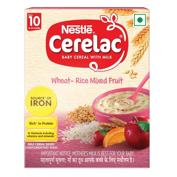Nestle Cerelac Baby Cereal with Milk , Wheat - Rice Mixed Fruit , From 10 to 24 Months , Stage 3