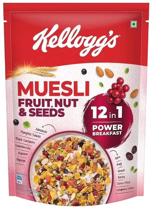 Kellogg's Muesli Fruit, Nut& Seeds Pouch, 500g