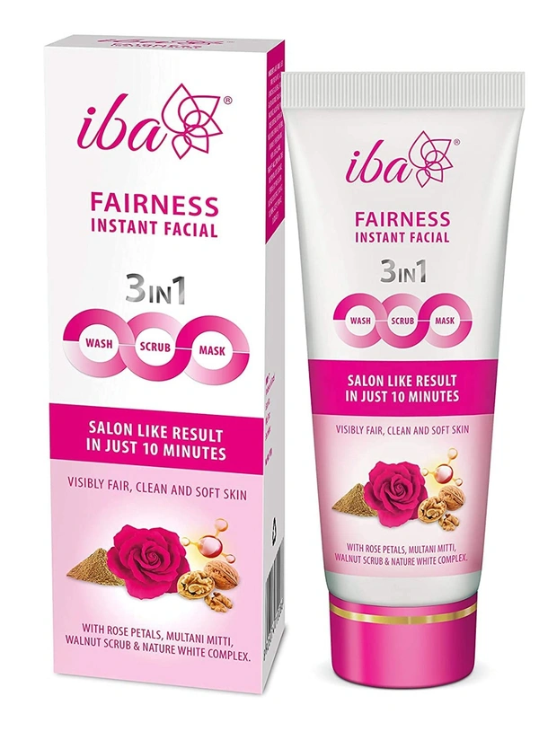 Iba Fairness Instant Facial (3in1 Mask Scrub Facial Wash), 50g