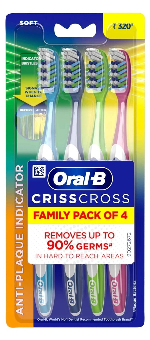 Oral - B Toothbrush Crisscross Gum Care Soft, 4 pcs