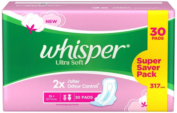 Whisper Ultra Soft XL 30's Extralarge (30 Pads)