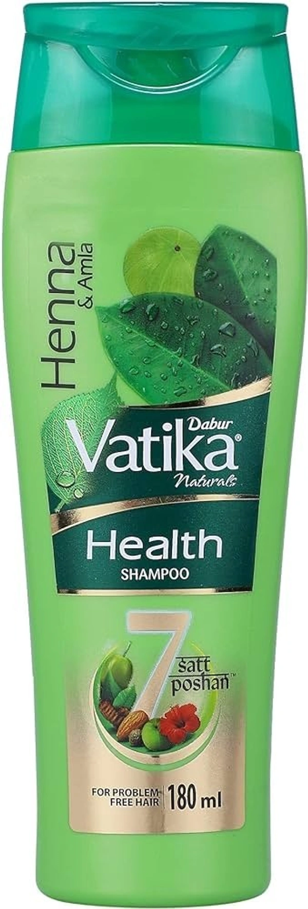 Dabur Vatika Health Shampoo(Henna& Amla) Power of 7 Natural Ingredients, 180ml