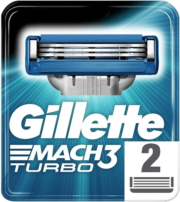 Gillette Mach 3 Turbo Shaving Razor Blade 2s Pack (Cartridge), 2 pcs