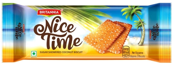 Britannia Nice Time Sugar Showered Coconut Biscuit, 150g