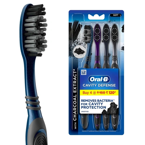 Oral - B Toothbrush With Charcoal& Cavity Defense Soft, 4 pcs