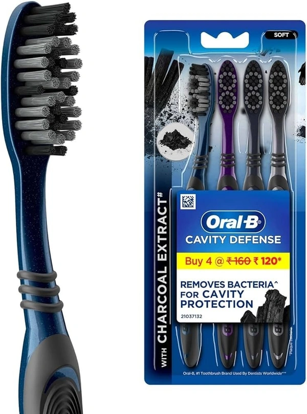 Oral - B Toothbrush With Charcoal& Cavity Defense Medium, 4 pcs