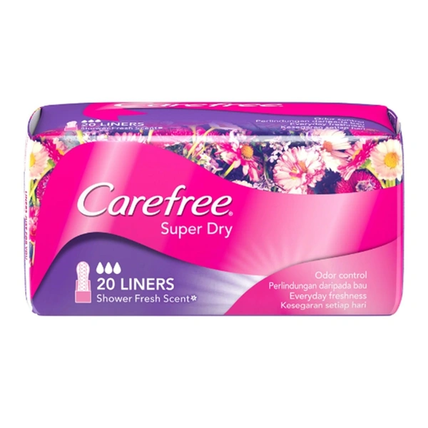 Carefree Super Dry Panty Liners Shower Fresh Scent - 20 Liners