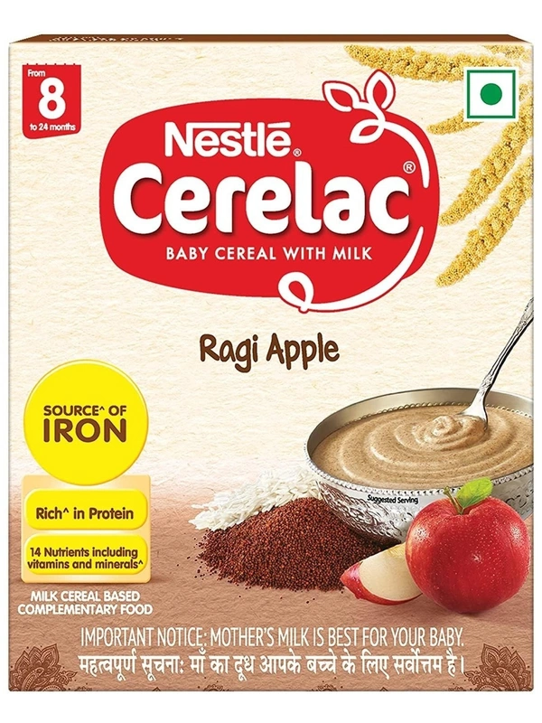 Nestle Cerelac Baby Cereal With Milk Ragi Apple From 8 To Months, 300g