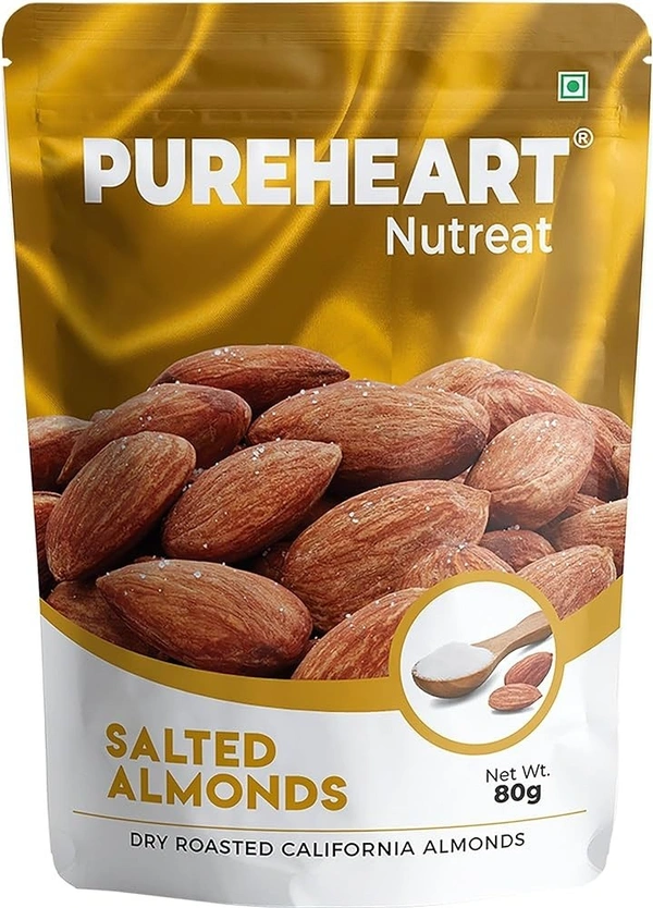 Pureheart Nutreat Salted Almonds (Dry Roasted California Almonds), 80g