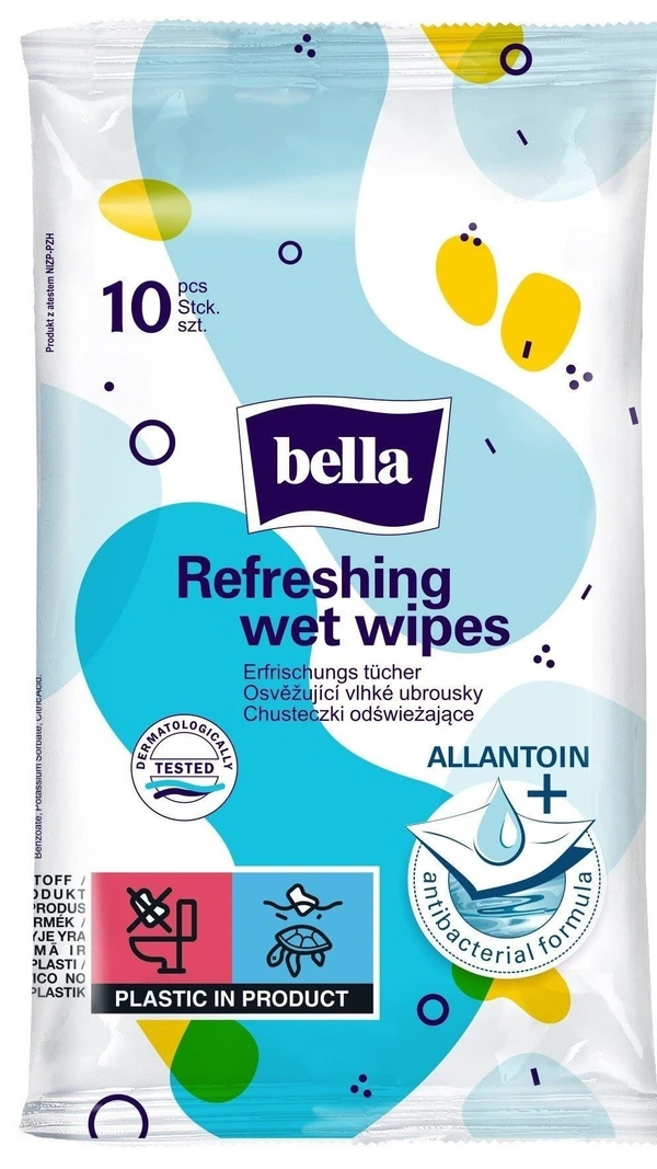 Bella Refreshing Wet Wipes (10 Wipes Pack of 4), 1pcs