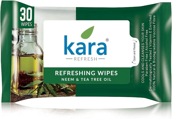 Kara Tea Tree Oil& Neem Cleaning& Hydrating Face Wipes 30 Nos