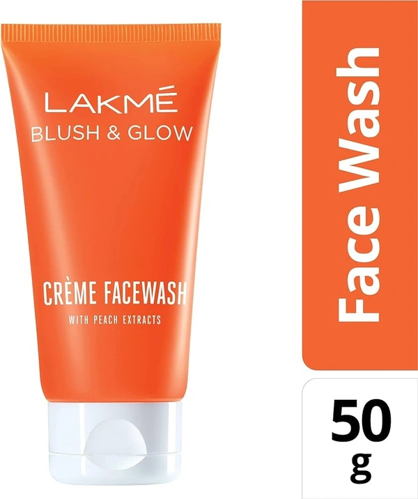 Lakme Blush Glow Creme Face Wash Peach, 50g