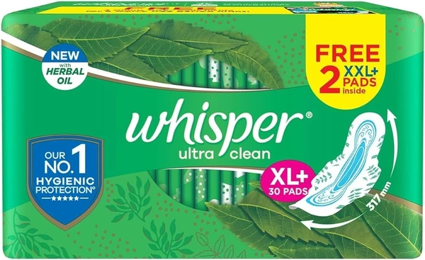 Whisper Ultra Clean Sanitary Pads For Women(30 Pads)