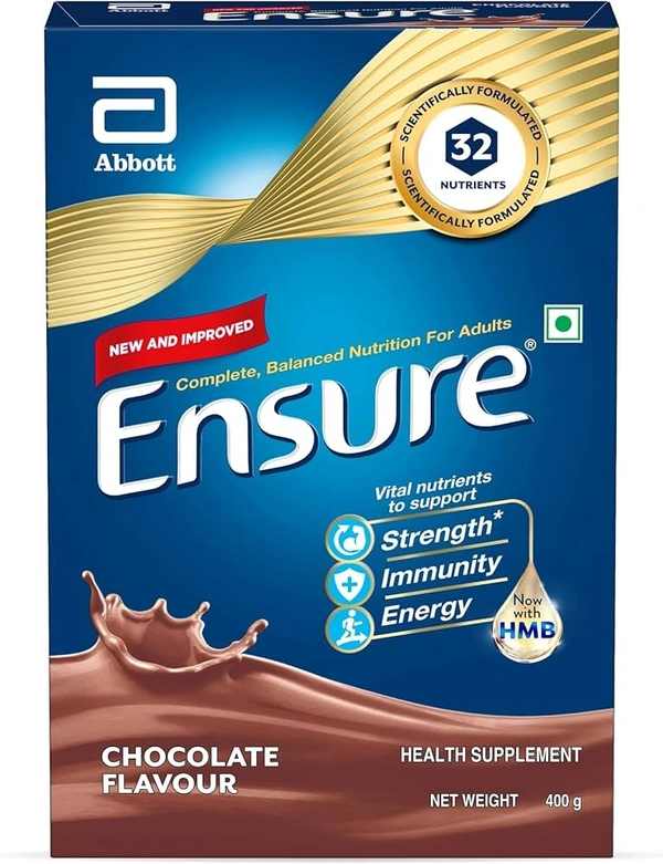 Ensure Chocolate Flavour, Complete Balanced Nutrition Drink For Adults, 400g