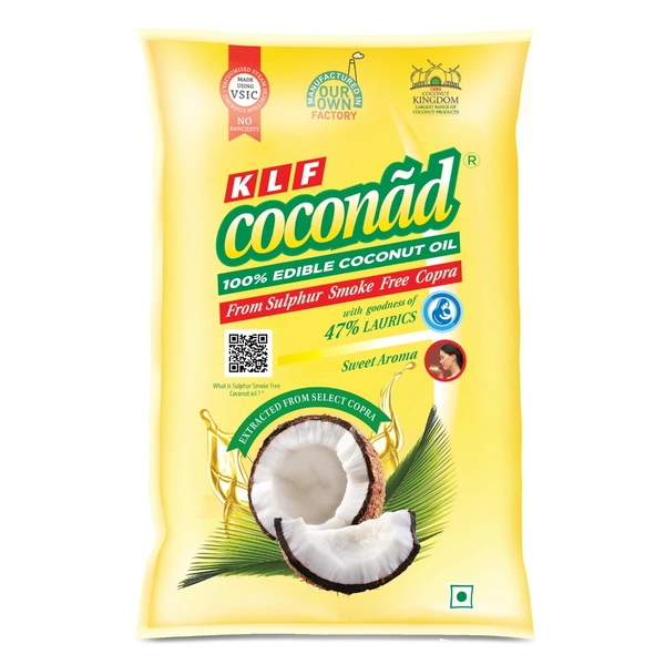 KLF Coconad Edible Coconut Cooking Oil, 1L Pouch