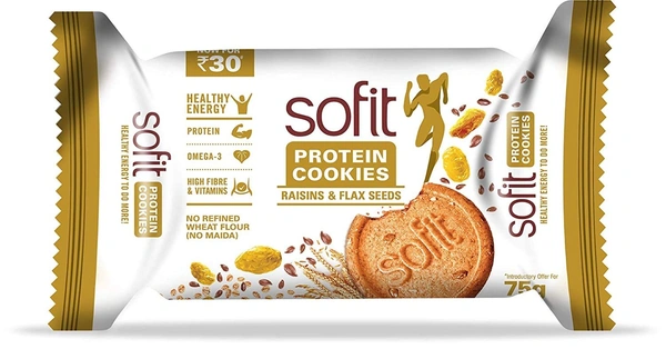 Sofit Protein Cookies Raisins Flax Seeds, 75g
