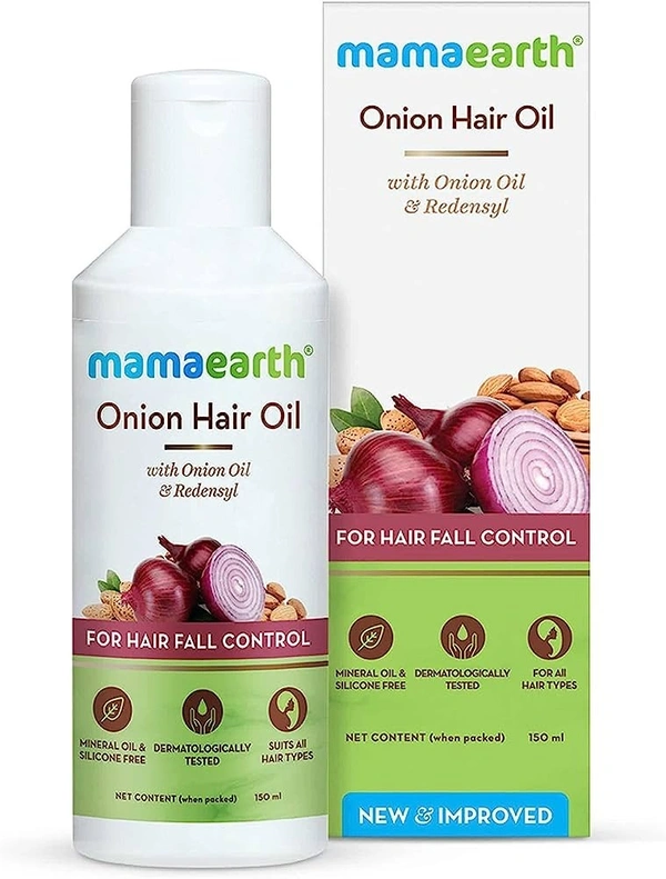 Mamaearth Onion Hair Oil For Hair Fall Control (Onion Oil& Redensyl), 150ml
