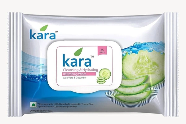 Kara Cleansing Refreshing Wipes 30  Aloe Vera& Cucumber 30 Nos