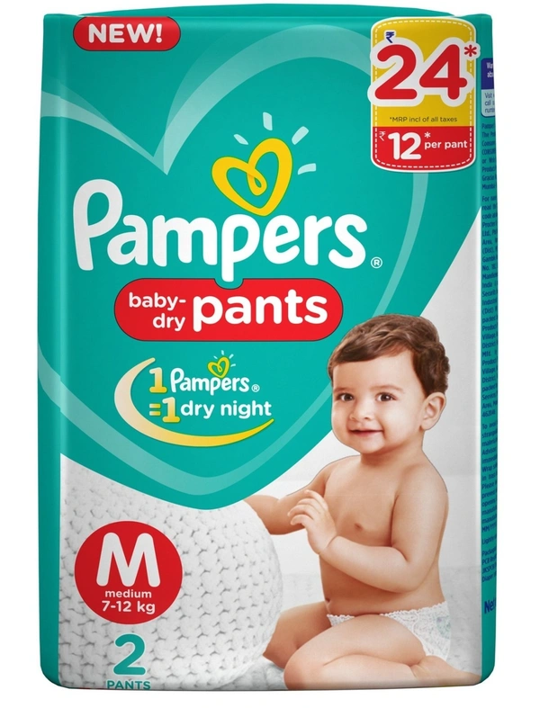 Pampers Diapers Baby Dry Pants Medium, 2 pants