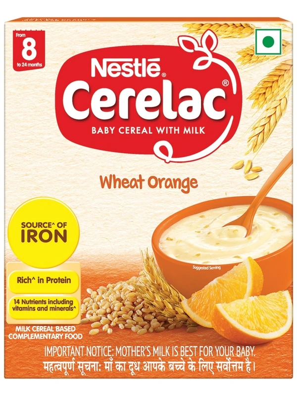 Nestle Cerelac Baby Cereal with Milk , Wheat Orange , From 8 to 24 Months ,Stage 2