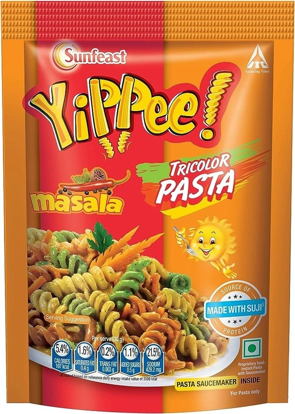 Yippee Tricolor Pasta Masala Flavour Packet, 65g