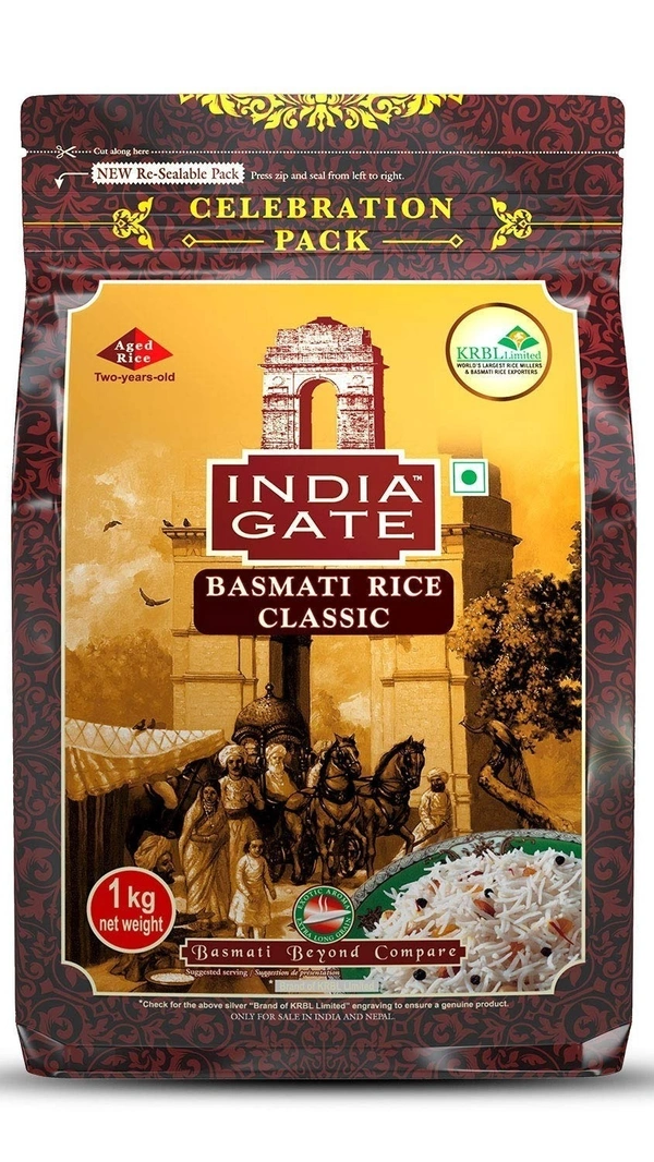 India Gate Basmati Rice Classic Pouch, 1 kg