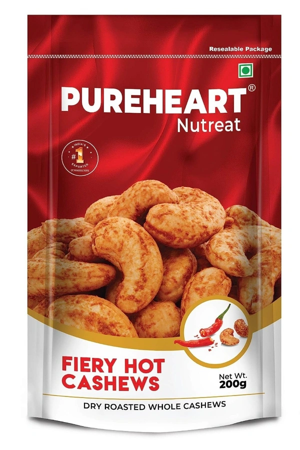 Pureheart Nutreat Fiery Hot Cashews, 200g