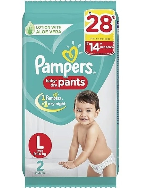 Pampers Diapers Baby Dry Pants Large, 2 pants