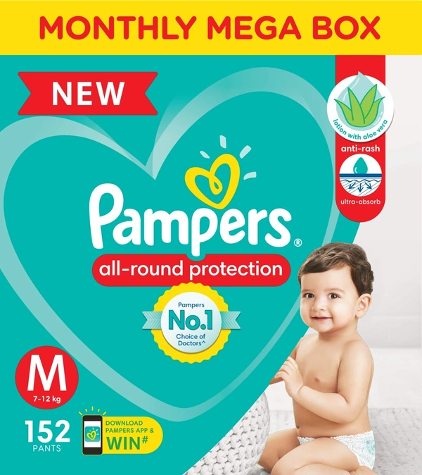Pampers New Diapers Pants Monthly Box Pack (152 Nos), 152 pants