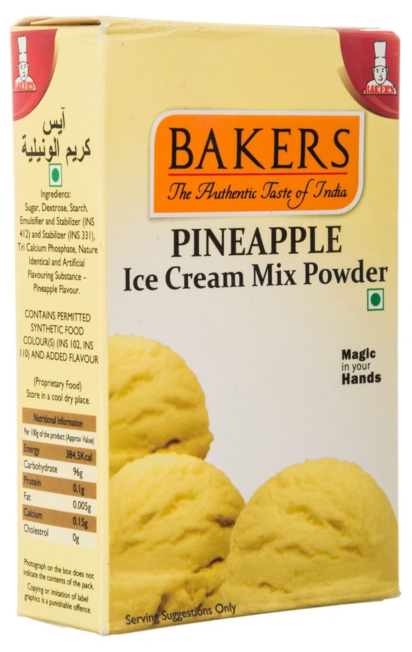 Bakers Pineapple Ice Cream Mix Powder, 100g