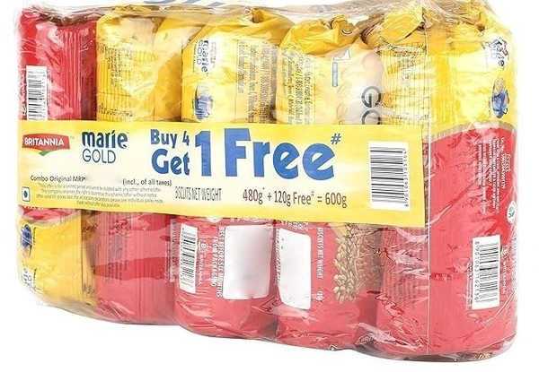 Britannia Marie Gold Biscuits Pack of 5x120g, 600g