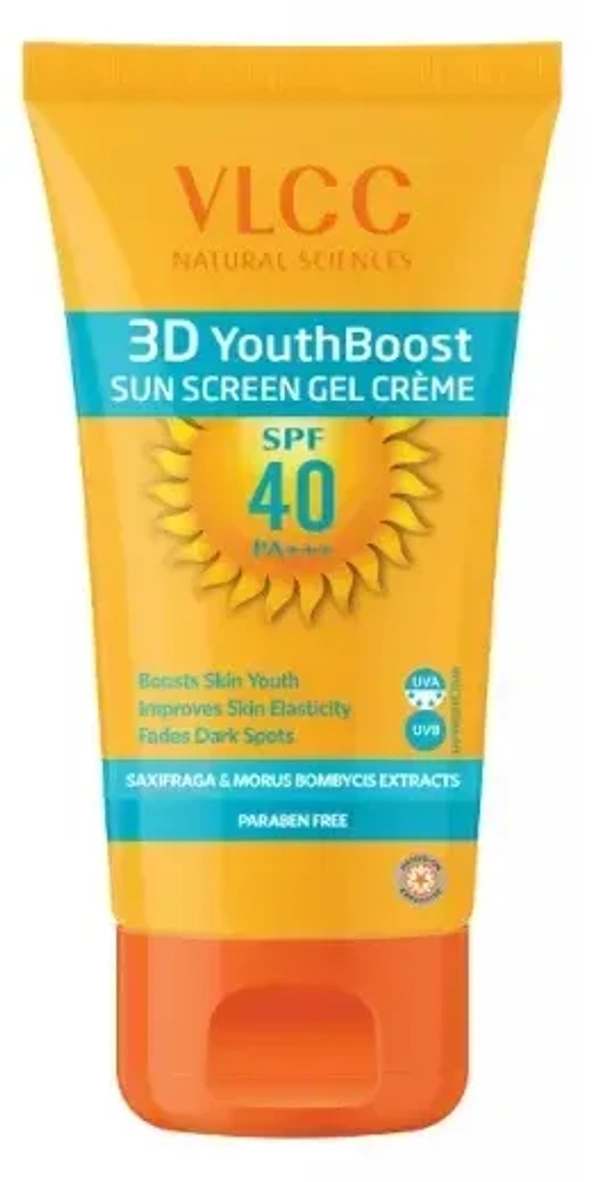 VLCC 3D Youth Boost SPF 40 +++ Sunscreen Gel Cream For Sun Protection, 125g