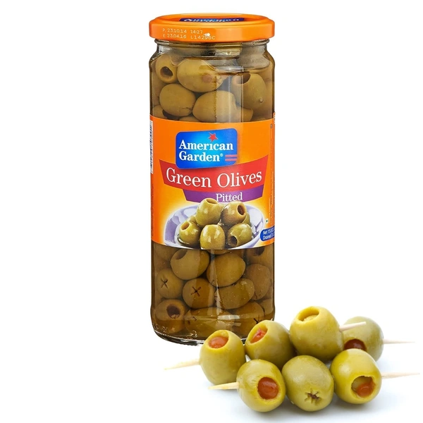 American Garden Green Olives Pitted, 450g