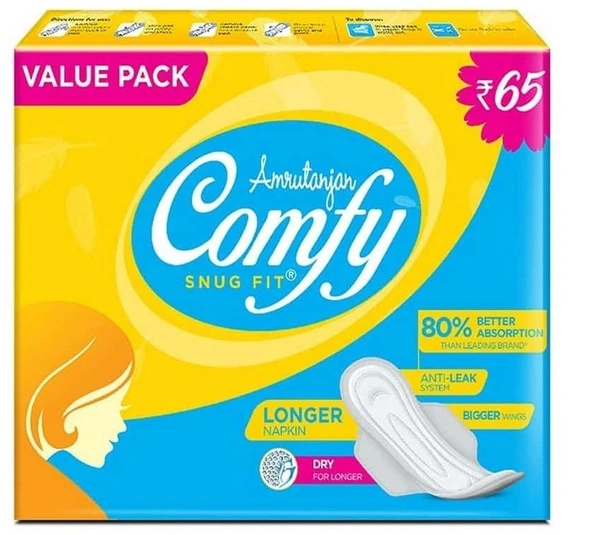Amrutanjan Comfy Snug Fit Sanitary Pad, 18 Pads