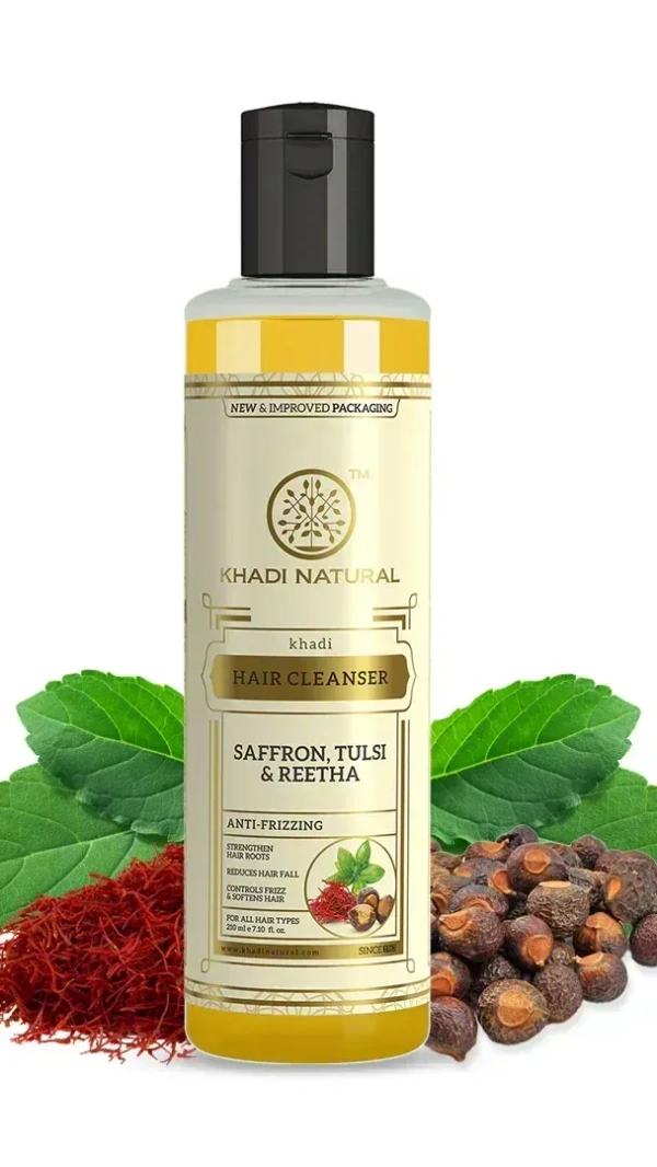 Khadi Herbal Saffron Tulsi And Reetha Hair Cleanser, 210ml
