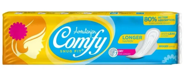 Comfy Snug Fit Sanitary Pads - Longer Napkins, Anti Leak System, 6 pcs