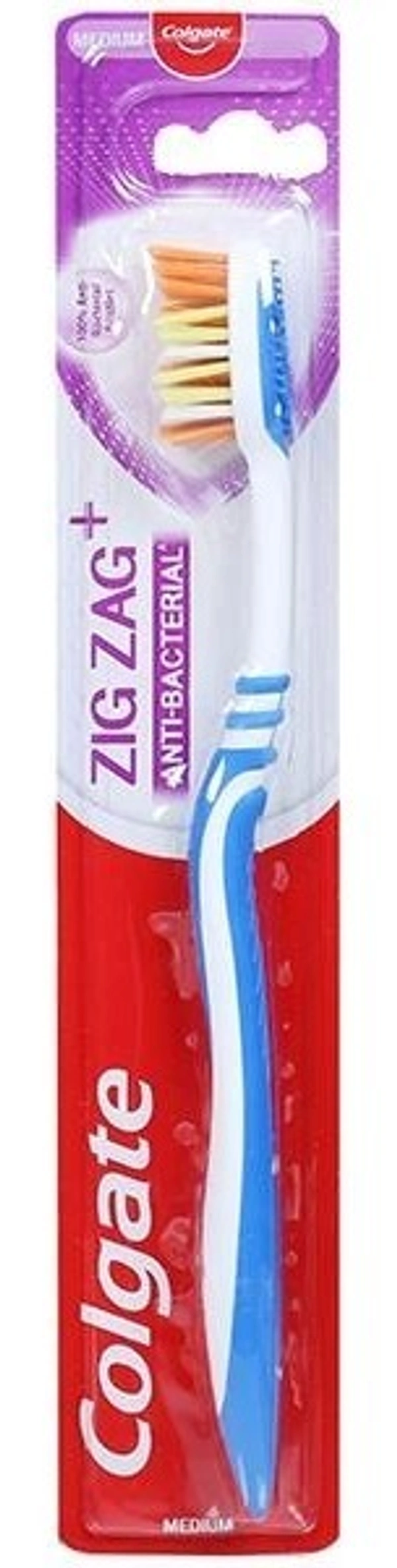 Colgate Toothbrush Zig Zag Anti - Bacterial Medium Bristles, 1 pcs
