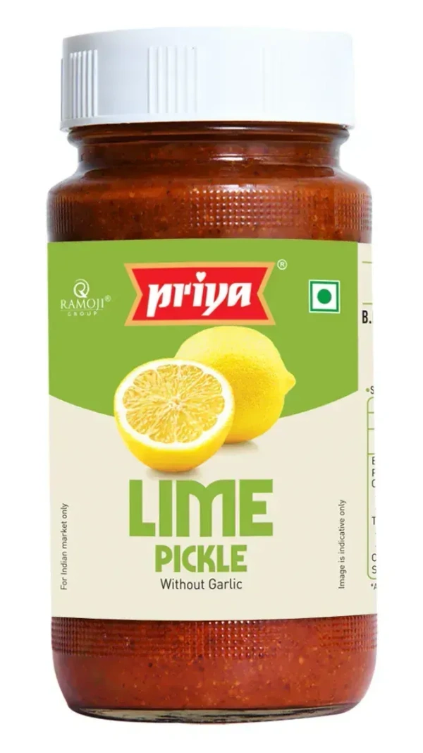 Priya Lime (In Lime Juice) Pickle Without Garlic, 300g