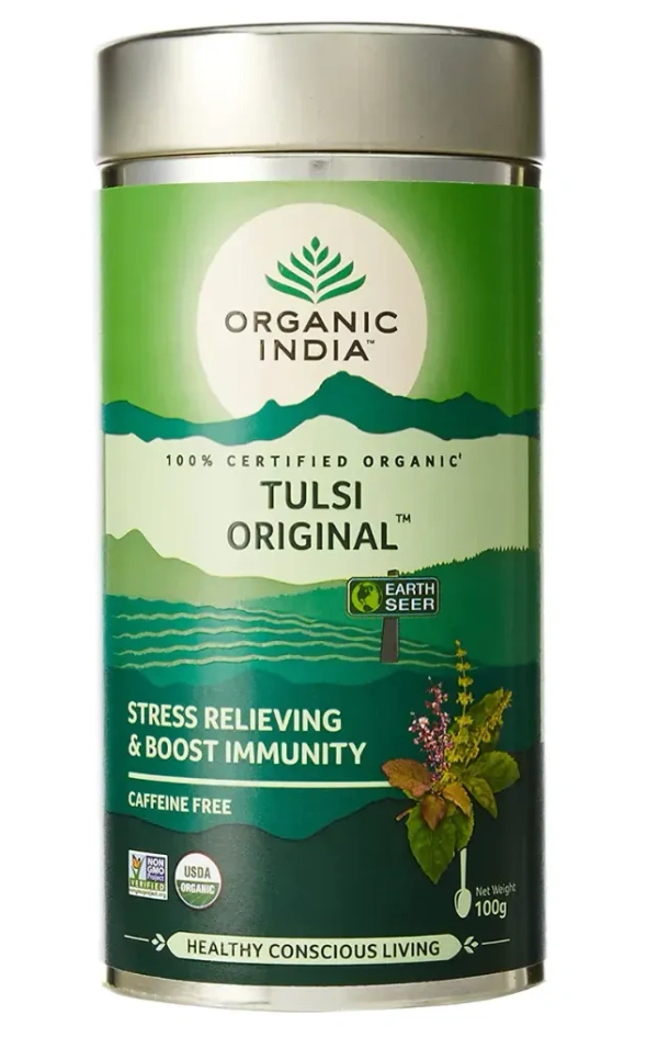 Organic India Green Tea Tulsi Orginal 100g Tin