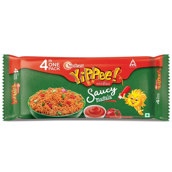 Sunfeast Yippee Noodles Saucy Masala Four in One Pack Pouch, 270g