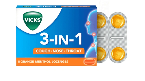 Vicks 3 In 1 New Lozenges, 3 pcs