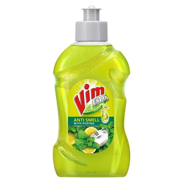 Vim Dishwash Liquid Extra Anti Smell with Pudina Bottle, 250ml