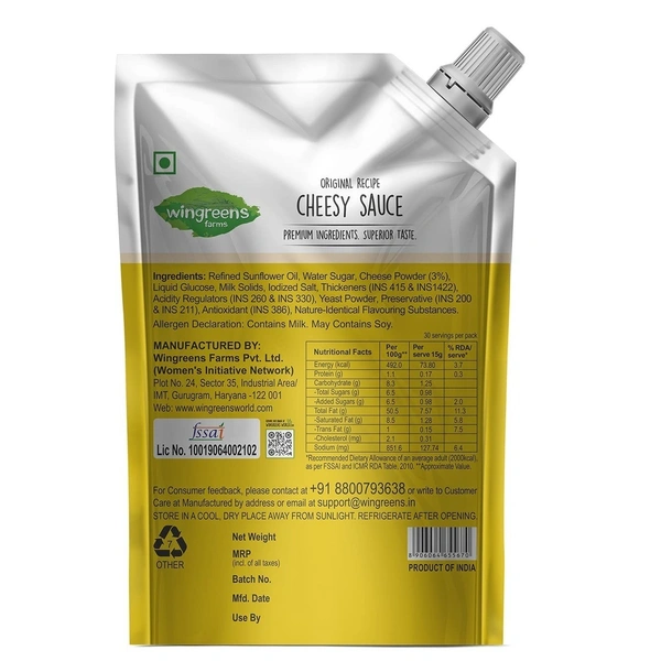 Wingreens Cheesy Sauce, 450g