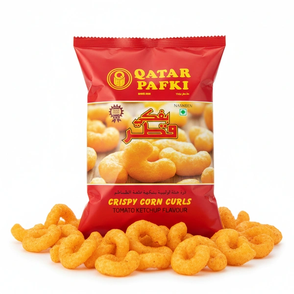 Qatar Pafki Crispy Corn CurlsTomato Ketchup Flavour Pouch, 21g