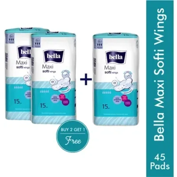 Bella Maxi Softi Wings 15 Pads Buy 2 Get 1 Free, 1 pcs