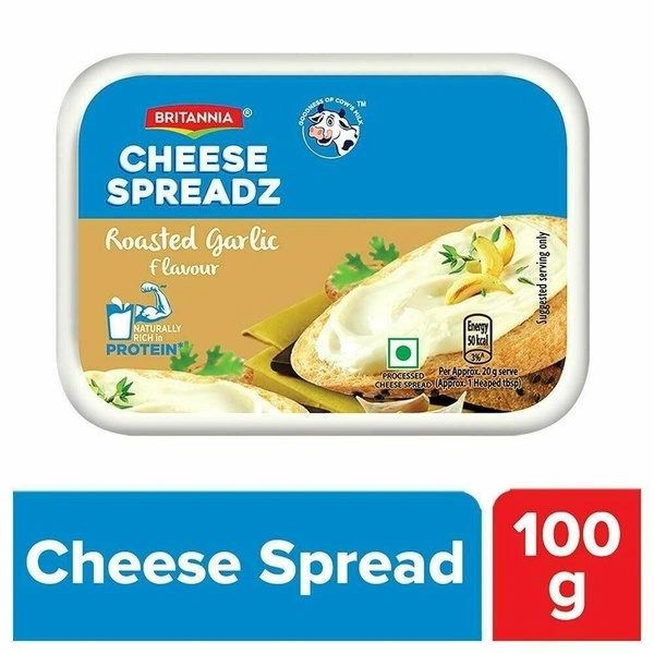 Britannia Cheese Spreadz Roasted Garlic Flavour Tub, 100g