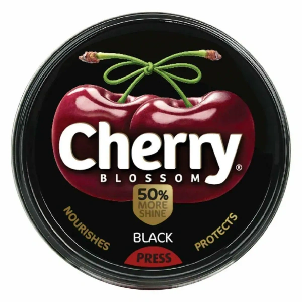 Cherry Blossom Black Press Shoe Polish, 40g